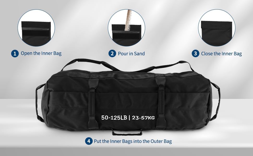 Adjustable Heavy-Duty Sandbag Set for Strength Training & Yoga – Durable Multi-Handle Fitness Equipment – Versatile Full-Body Workout – Includes Unfilled Inner Bag