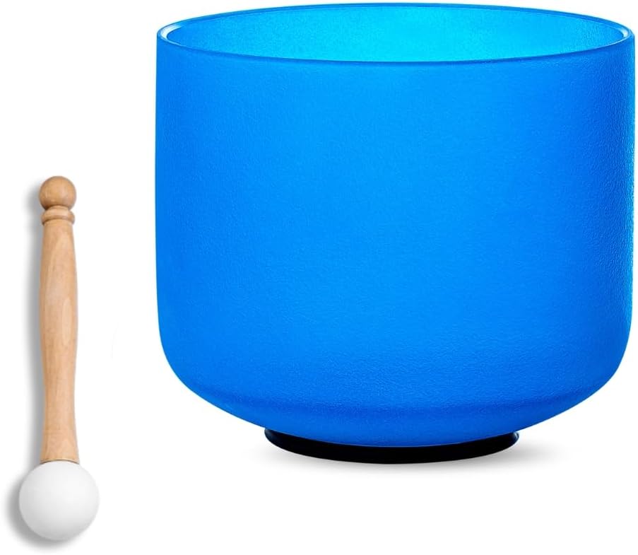 8 inch White C Note Root Chakra Quartz Crystal Singing Bowl, for Healing Mindfulness Meditation Yoga Sound Baths, with Rubber Mallet O-ring