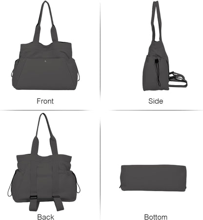 Yoga Bags for Women Gym Tote Bag with Adjustable Mat Holder Yoga Mat Carrier Shoulder Bags for Workout Pilates Travel Beach Work Shop