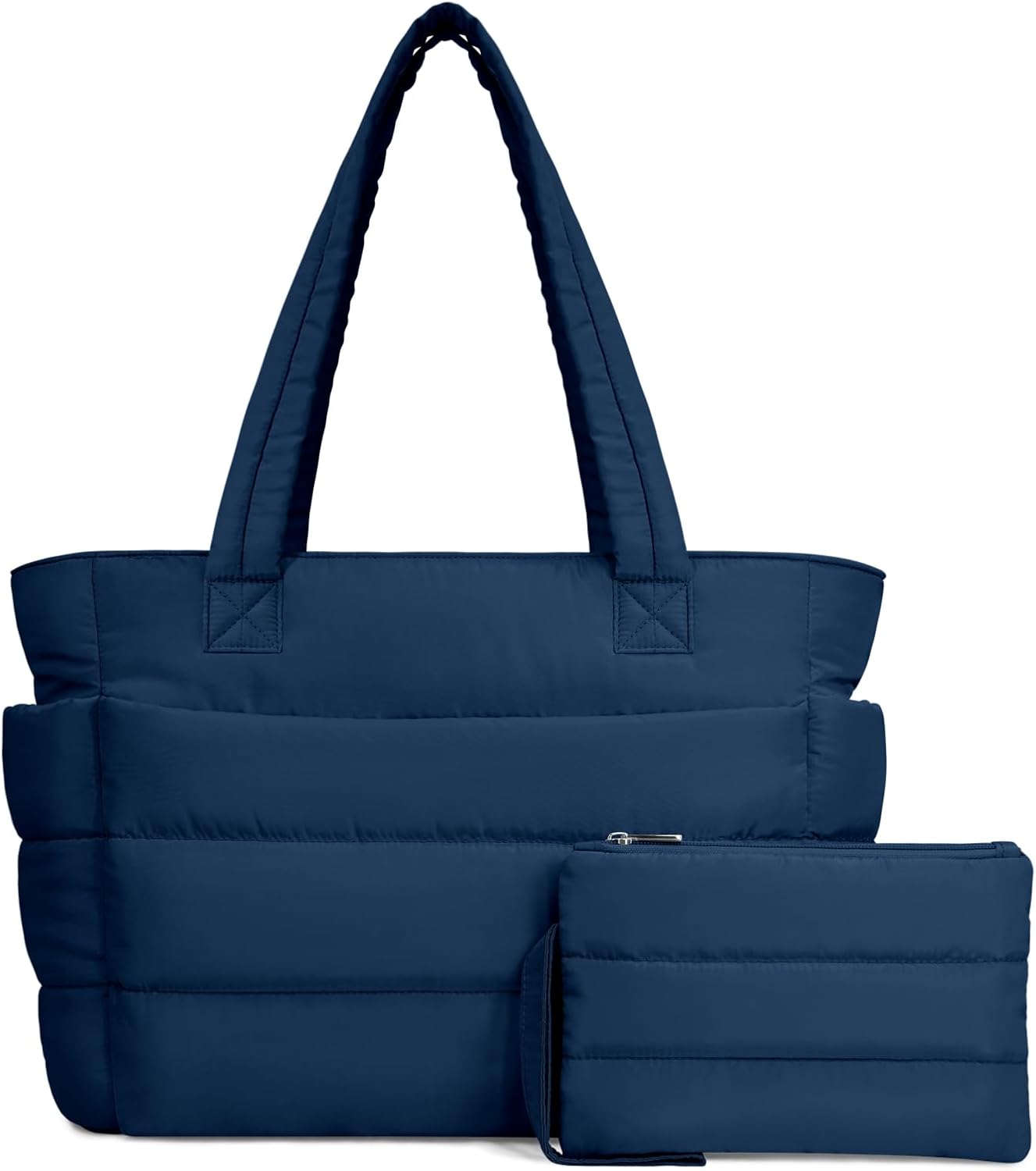 TOPDesign Puffer Tote Bag for Women, Lightweight Puffy Handbag with Compartments, Quilted Shoulder Bag for Work, Travel, Gym - Colors A