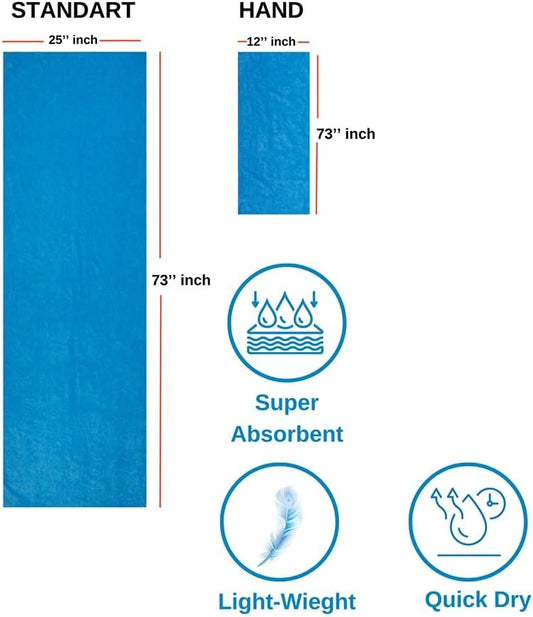 Yoga Towel, Non Slip Hot Yoga Mat Towel with Corner Pockets, Sized 25"x73", 100% Microfiber Sweat Absorbent, Perfect for Hot Yoga, Bikram, Pilates and Yoga Mats (Blue)