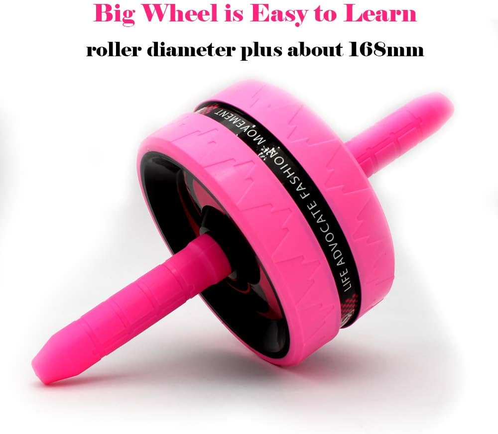 BiJun Ab Roller Wheel for Abs Workout - Complete Home Gym Set with AB Wheel Roller, Knee Mat, and Jump Rope (Pink)