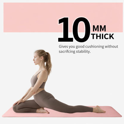 Thick TPE Yoga Mat, Non-Slip Eco-Friendly Exercise Mat with Carrying Strap for Yoga, Pilates and Home Workouts, Standard and Extra Wide Options