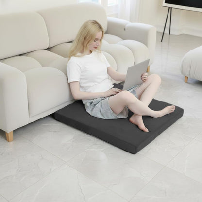 Velvet Zabuton Meditation Mat - Large Floor Pillow for Adults & Yoga Meditation Cushion - High Density Foam Floor Seating with Washable Cover, 31x31 Inch (Green)