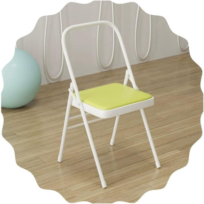 Folding Yoga Auxiliary Chair Portable Foldable Yoga Chair Backless Yoga Chair for Flexibility and Strength Training, White, Brown(White)