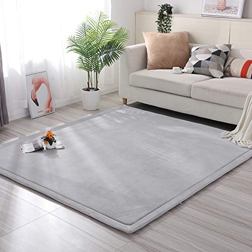 Loartee Coral Velvet Crawling Rugs & Play Mat (6'7"x9'2", Light Green) for Toddler Children & Yoga Exercise