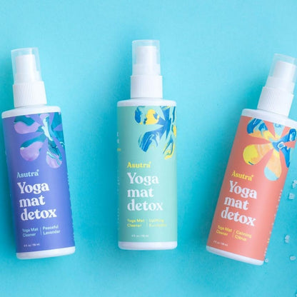 ASUTRA Yoga Mat Cleaner Spray (Peaceful Lavender), 4 fl oz - No Slippery Residue, Organic Essential Oils, Deep-Cleansing for Fitness Gear & Gym Equipment, Microfiber Towel Included