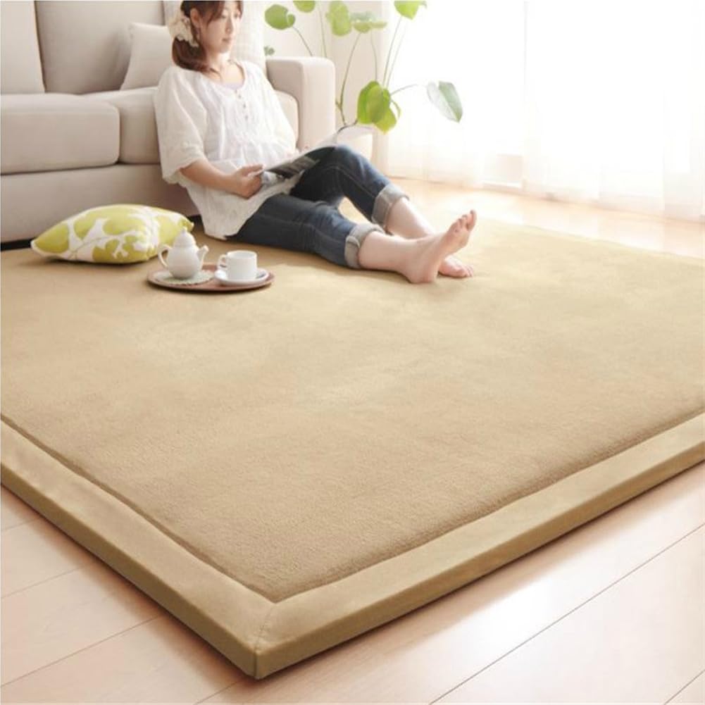 Loartee Coral Velvet Crawling Rugs & Play Mat (6'7"x9'2", Light Green) for Toddler Children & Yoga Exercise
