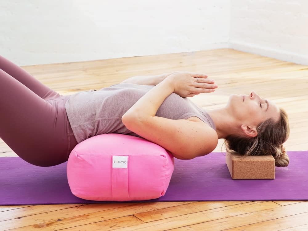 Sol Living Yoga Bolster Pillow Rectangular Meditation Cushion Cotton Meditation Accessories for Restorative Yoga Meditation Pillow Yoga Pillow Firm Body Pillow Bolster Pillow for Legs Removable Cover