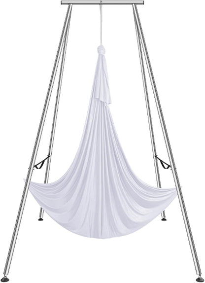 VEVOR Yoga Stand Frame, Max 441-551 lbs Load Swing Stand, Triangular Structure Aerial Rig, Aerial Silk Stands with Yoga Hammock, Standard & Height-Adjustable Version