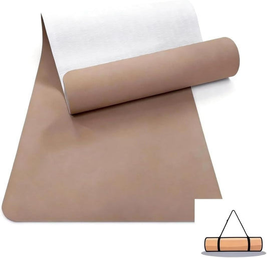 Cork Yoga Mat 6mm Extra Thick TPE Non-Slip Workout Mat with Alignment Lines for Hot Yoga and Home Gym