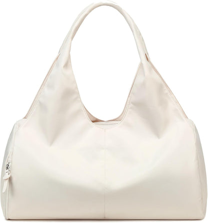 forestfish Yoga Gym Bag for Women with Shoes Compartment & Wet Dry Storage Pockets Lightweight Duffel Bag, Beige
