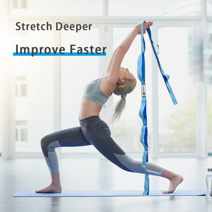Stretching Strap Yoga Strap with Loops, Stretch Straps for Physical Therapy, Non-Elastic Exercise Strap for Pilates, Dance and Gymnastics with Workout Guide