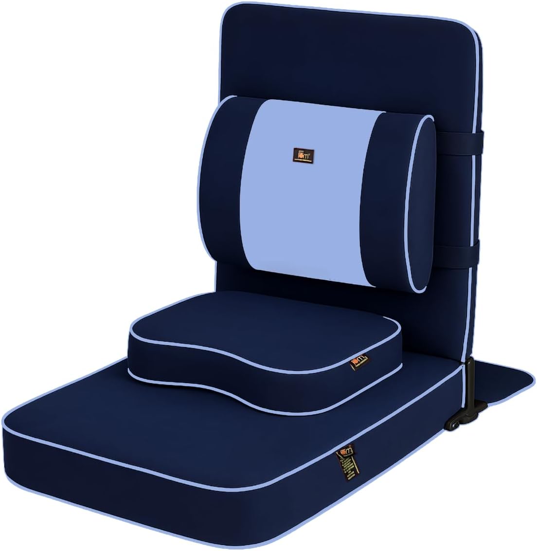 Friends of Meditation Extra Large Meditation Chair | Floor Chair with Back Support | Yoga Chairs for Adults | Portable Folding Chair | Yoga Chair with Cushion & Meditation Block | Black | 24x22 in