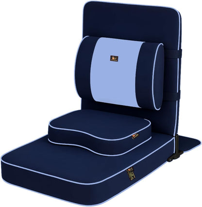 Friends of Meditation Extra Large Meditation Chair | Floor Chair with Back Support | Yoga Chairs for Adults | Portable Folding Chair | Yoga Chair with Cushion & Meditation Block | Black | 24x22 in