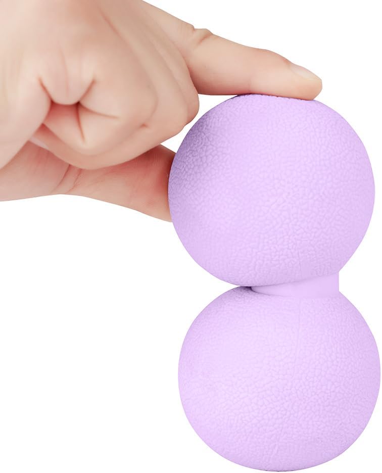 Double Lacrosse & Micro-Elastic Peanut Massage Ball - Myofascial Release Tool for Muscle, Back, Foot, and Physical Therapy, Mobility Roller for Acupressure and Relaxation (Pink)