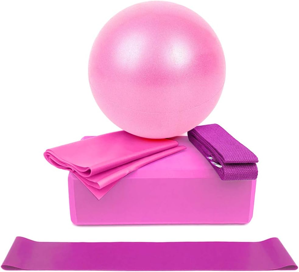 Yoga Block 5pcs Yoga Equipment Set Include Yoga Ball Yoga Blocks Stretching Strap Loop Band Exercise Band