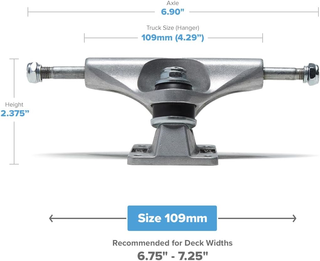 [CCS] Skateboard Trucks - 109mm, 129mm, 139mm, 144mm, 149mm, 169mm Black/Raw W/1" Mounting Hardware