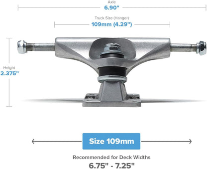 [CCS] Skateboard Trucks - 109mm, 129mm, 139mm, 144mm, 149mm, 169mm Black/Raw W/1" Mounting Hardware
