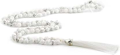 KIKILA Mala Beads 108 Natural Stone GemStones Japamala Yoga Meditation Hand Knotted Beaded Tassel Necklace for Women Men
