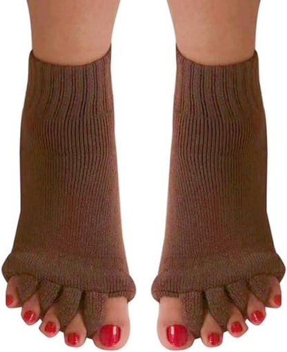 Women Toe Separator Socks Toeless Foot Alignment Socks for Yoga GYM Massage Pain Relief Improves Circulation Stretchy