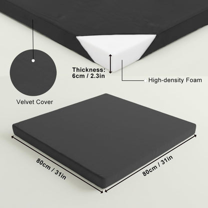 Velvet Zabuton Meditation Mat - Large Floor Pillow for Adults & Yoga Meditation Cushion - High Density Foam Floor Seating with Washable Cover, 31x31 Inch (Green)