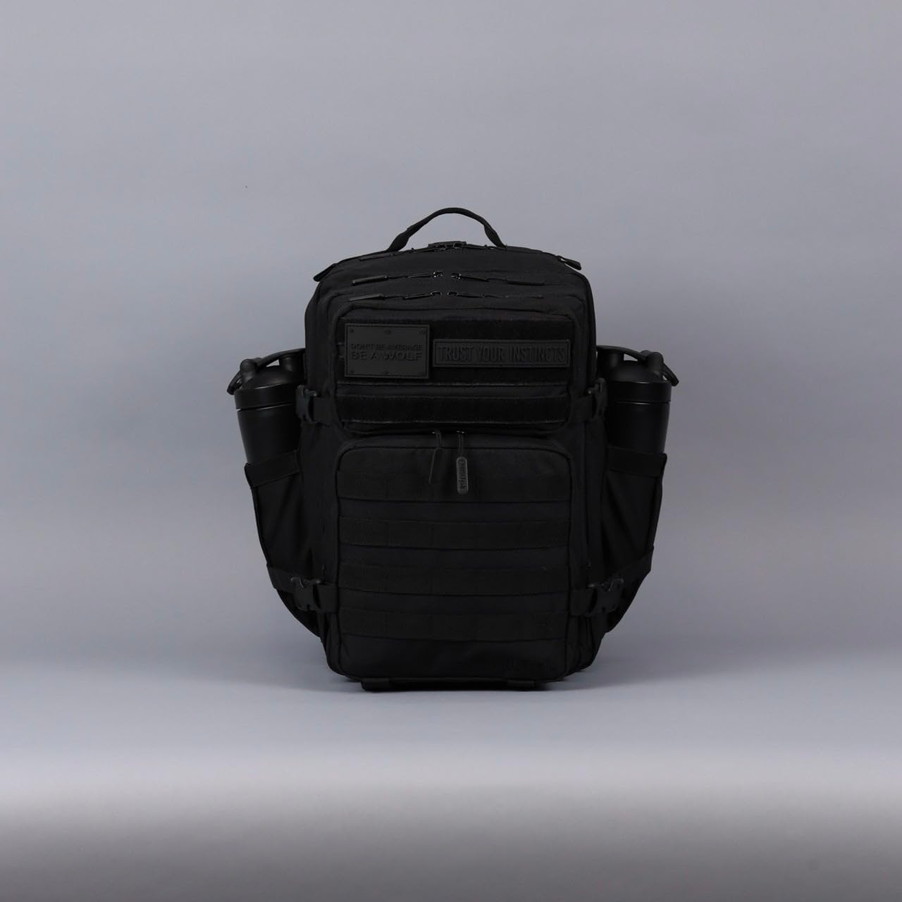 WOLFpak 35L Tactical Gym Backpack (Alpha Black) Durable 1000D Waterproof Oxford Material with MOLLE Webbing, Laptop Pocket & Dual Cup Holders, Durable Fitness/Travel/Military Daypack