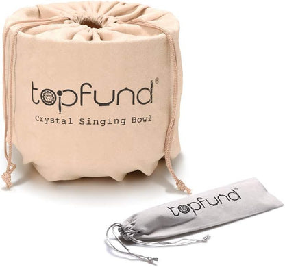 TOPFUND 6-12 inch 432Hz Chakra Set of 7 Crystal Singing Bowls with Heavy Duty Carrying Case and Singing Bowl Mallets
