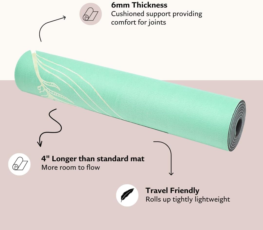 Shakti Warrior TPE Yoga Mat - Artist Designed, Premium eco friendly mats, Non Slip, Non toxic, Great For Regular & Hot Yoga, Pilates and Workouts (72 inch x 24 inch x 6mm thick)