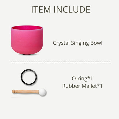 8 inch White C Note Root Chakra Quartz Crystal Singing Bowl, for Healing Mindfulness Meditation Yoga Sound Baths, with Rubber Mallet O-ring