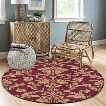 Soft Round Yoga Carpet, Large Home Decor Mat, Non-Slip Machine Washable Kitchen Office Circle Rug Compatible with Cool Norse Viking Vegvisir Runic Compass