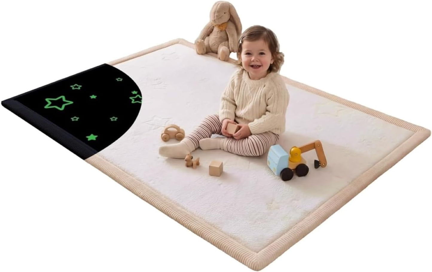 Hakuna Matte CloudSoft Mat for Floor 60" x 80" Beige – Coral Velvet Memory Foam Rug – Non-Slip, Water-Resistant