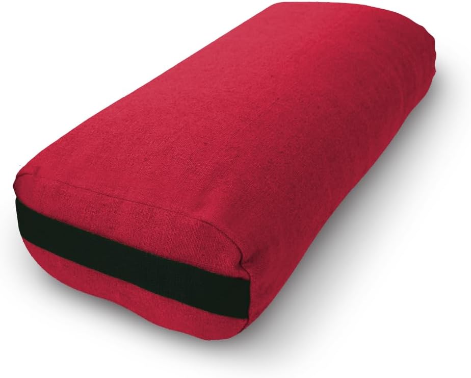 Bean Products Yoga Bolster - Made in The USA with Eco Friendly Materials - Studio Grade Pranayama Support Cushion That Elevates Your Practice & Lasts Longer - Natural Cotton, Hemp or Vinyl