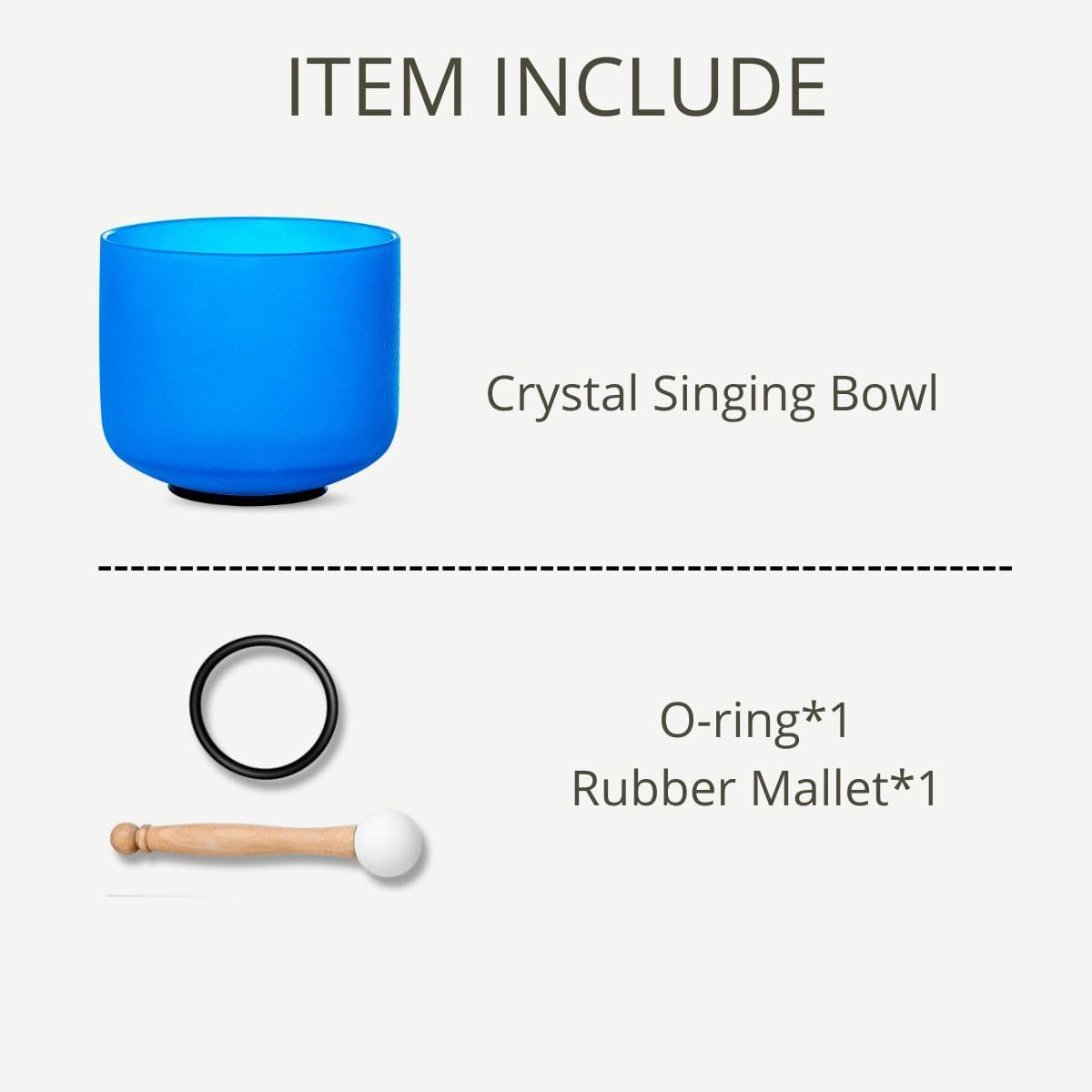 8 inch White C Note Root Chakra Quartz Crystal Singing Bowl, for Healing Mindfulness Meditation Yoga Sound Baths, with Rubber Mallet O-ring
