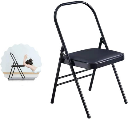 Yoga Chairs for Adults Folding Chairs with Comfortable Padded Yoga Auxiliary Chair Black/Brown Foldable Balance Chair(Black)