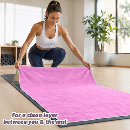 Hot Yoga Towel Non-Slip, 2 Pack Thick & Soft Yoga Mat Towel, Sweat Absorbent, with Grip Dot, 72" x 27", Yoga Towel for Hot Yoga, Pilates, Fitness and Gym Workouts, Light Pink