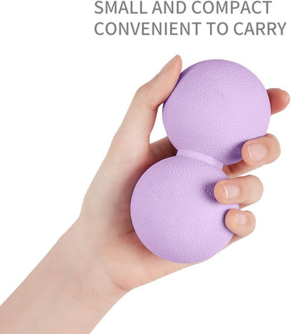 Double Lacrosse & Micro-Elastic Peanut Massage Ball - Myofascial Release Tool for Muscle, Back, Foot, and Physical Therapy, Mobility Roller for Acupressure and Relaxation (Pink)