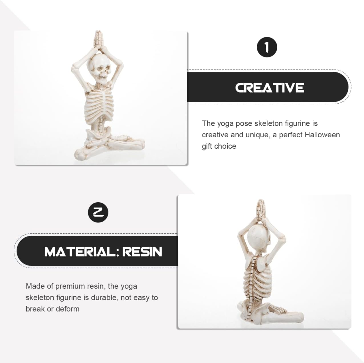 LIFKOME Halloween Village Set Halloween Yoga Skeleton Figurine Halloween Meditation Yoga Skeleton Statue Halloween Meditation Yoga Table Decoration (Style 1) Halloween Skeleton