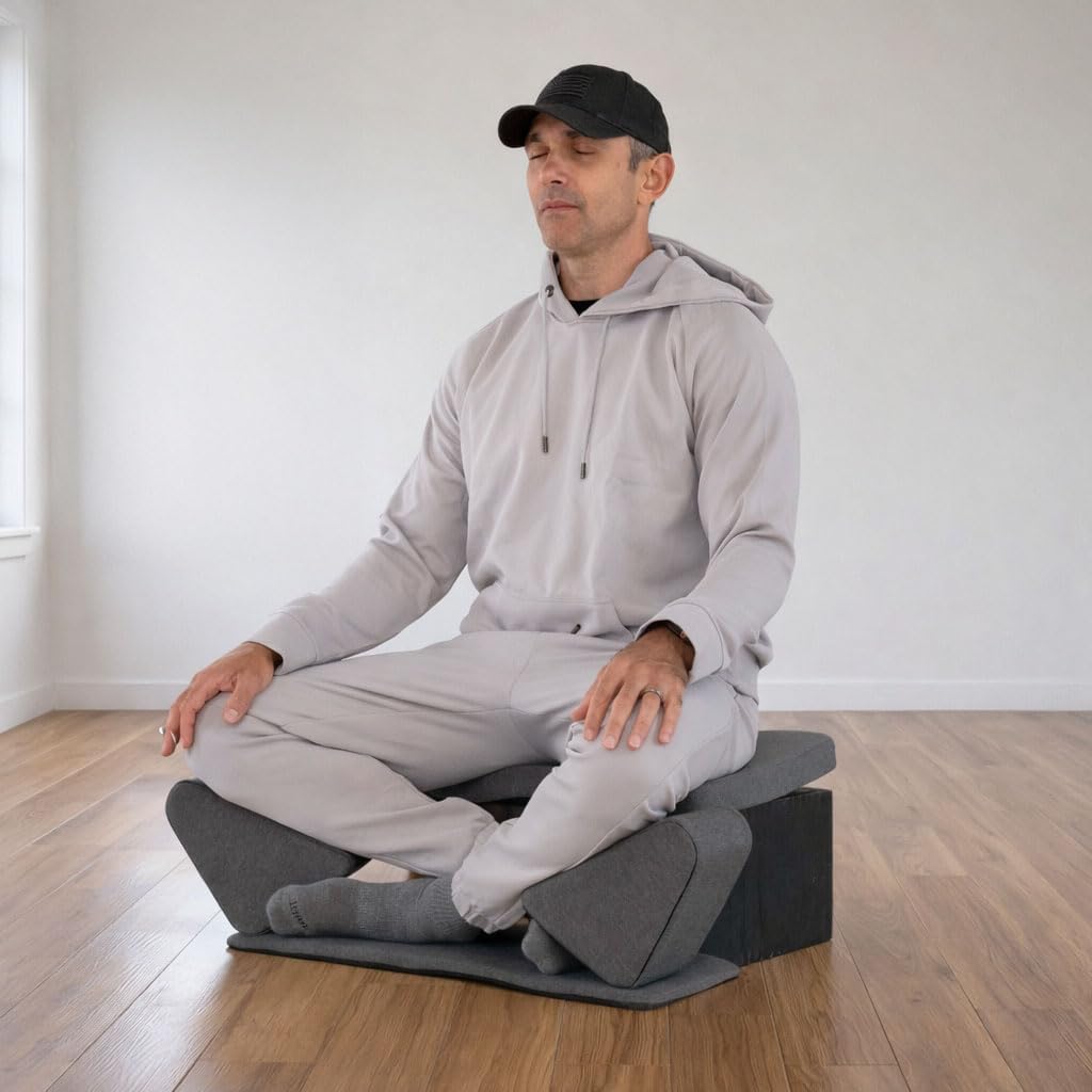 Ungloo Floor Meditation Chair with Back Support | Posture Seat with Padded Leg Wedges, Foot Pad and Supportive Backrest | Portable Lightweight Meditation Floor Chair