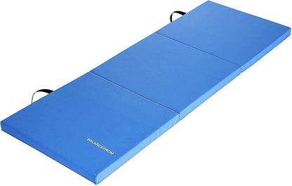 BalanceFrom 2-Pack 6x2 Feet 3-Panel Folding Gymnastics Mat, Blue – 2-Inch Thick Pad with Vinyl Surface and Carrying Handles for Tumbling, Yoga, Pilates, Home Workouts, and Martial Arts