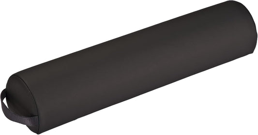 EarthLite Massage Bolster Pillow 3/4 Round – Durable, Easy to Clean 100% PU Upholstery incl. Strap Handle/Professional Quality CFC-Free/Back Pain Relief, Black