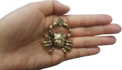 DMtse Chinese Feng Shui Brass Mini Crab Crab Hand Clip Lucky Coin Decorated Statue Statue for Animal Sculpture Tea Sets Prop Collection Home Gifts