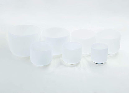 Leize Crystal Singing Bowl with Carrying Case, White, Set of 7 size 6-12" A-G Note 432 hz