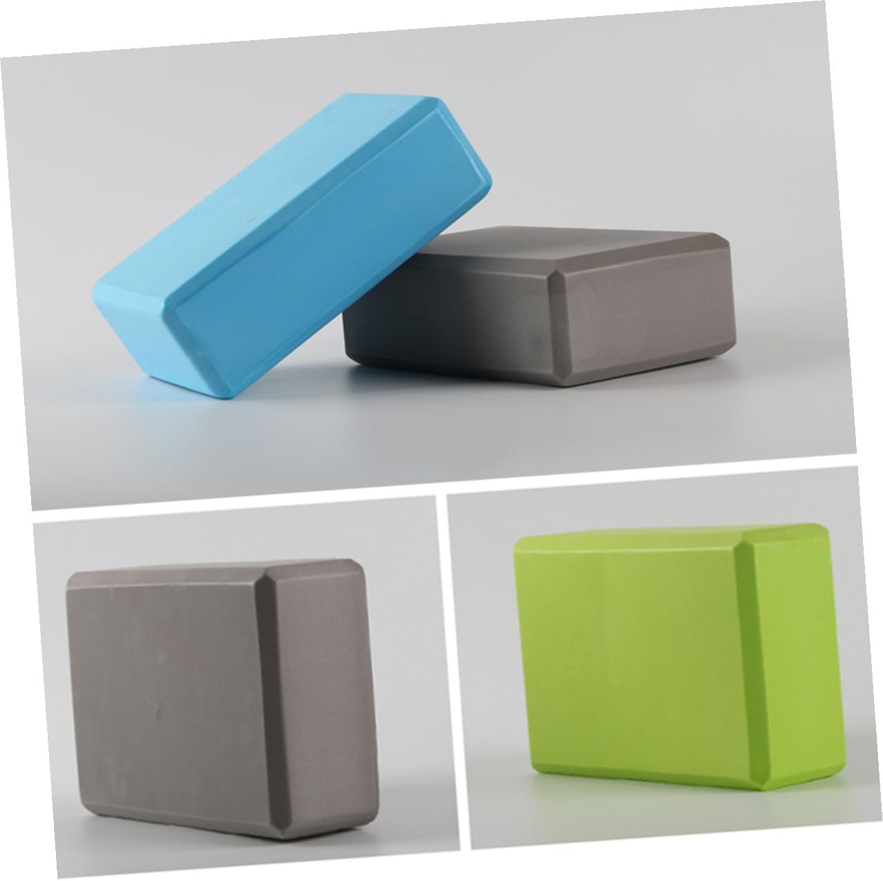 PRETYZOOM 2 PCS High-density EVA Yoga Blocks Rectangular Bolster Cushions with Anti-skid Surface for Stability Balance Support Home Exercise and Meditation Grey