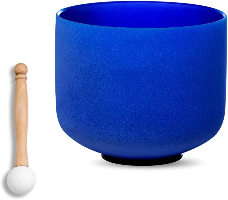 8 inch White C Note Root Chakra Quartz Crystal Singing Bowl, for Healing Mindfulness Meditation Yoga Sound Baths, with Rubber Mallet O-ring