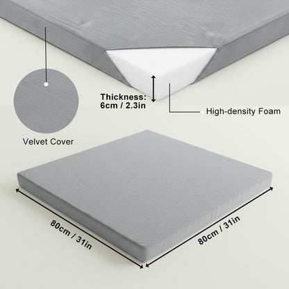 Velvet Zabuton Meditation Mat - Large Floor Pillow for Adults & Yoga Meditation Cushion - High Density Foam Floor Seating with Washable Cover, 31x31 Inch (Green)