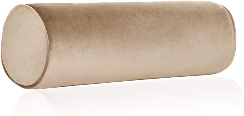 Tinbolunce Memory Foam Roll Pillow for Knee/Leg/Neck - Full Moon Bolster/Round Cylinder Pillow for Sleeping on Side or Back - Removable Cooling Cover Length 18" x 6" Diameter (Gray Pink)
