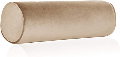 Tinbolunce Memory Foam Roll Pillow for Knee/Leg/Neck - Full Moon Bolster/Round Cylinder Pillow for Sleeping on Side or Back - Removable Cooling Cover Length 18" x 6" Diameter (Gray Pink)