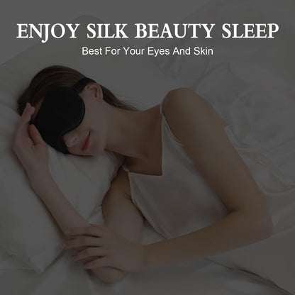 ZIMASILK Adjustable 22 Momme 100% Pure Mulberry Silk Sleep Mask, 3D Contoured Cup Eye Mask for Sleeping, Super Soft Breathable Blindfold, Perfect Blocks Light for Sleeping (Black)