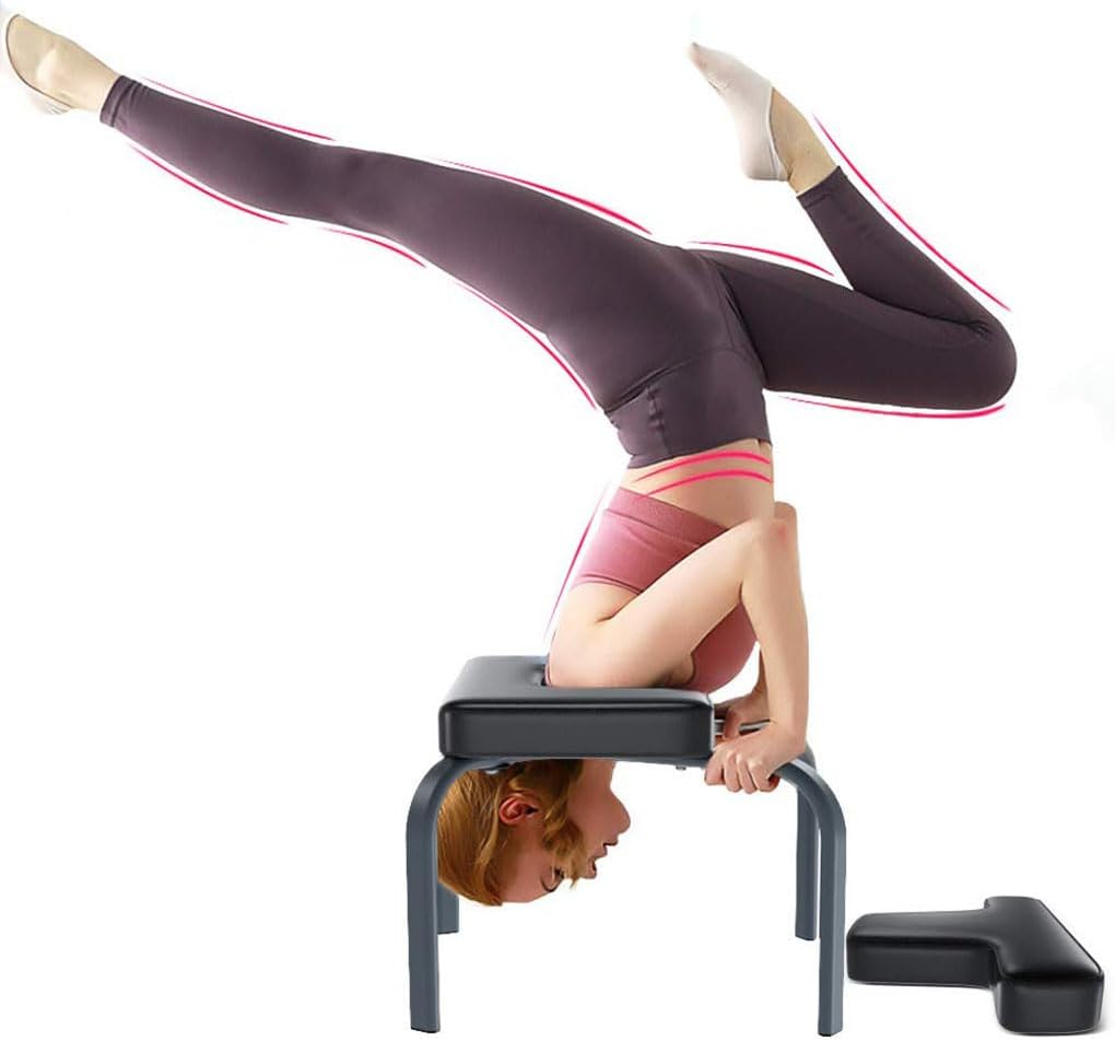 Yoga Headstand Stool,Yoga Bench,Yoga Inversion Chair with PU Leather and Steel Pipe,Multifunctional Fitness Yoga Inverted Stool,Yoga Inversion Chair,Black